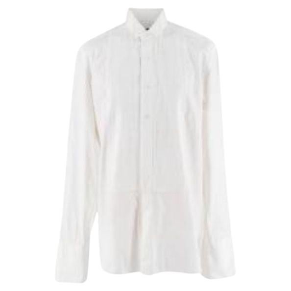 Tom Ford White Cotton Pleated Tuxedo Shirt For Sale