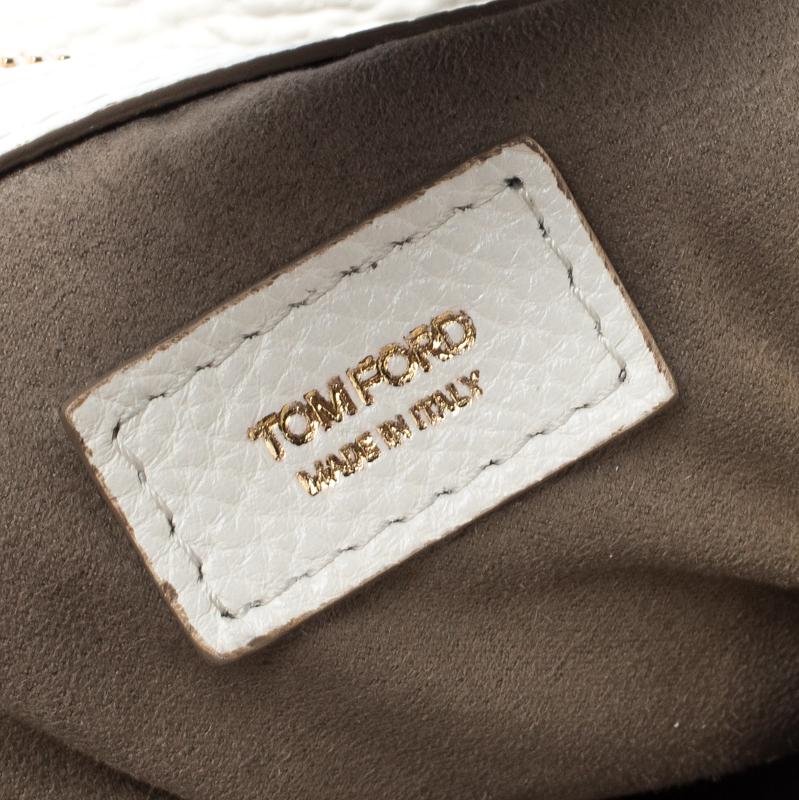 Women's Tom Ford White/Dark Brown Leather Boston Bag