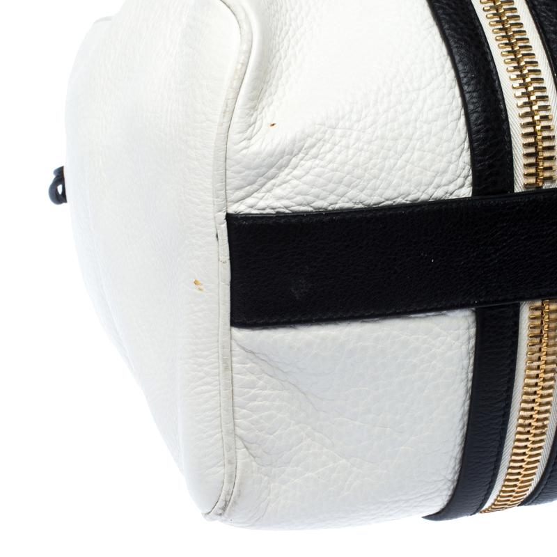 Tom Ford White/Dark Brown Leather Boston Bag 2