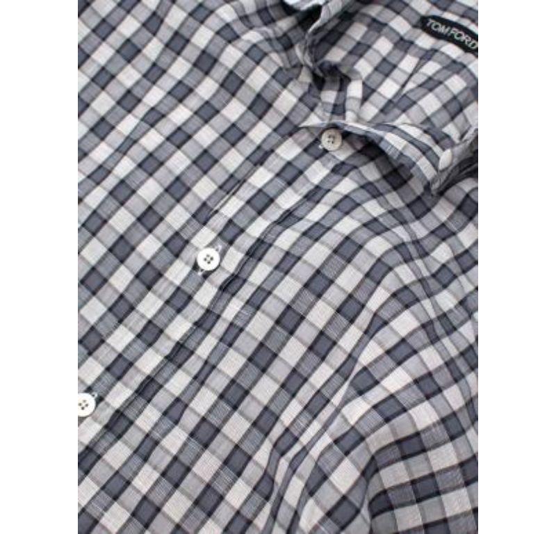 Tom Ford White, Grey and Navy Checkered Shirt In Good Condition For Sale In London, GB