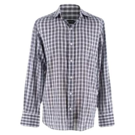 Tom Ford White, Grey and Navy Checkered Shirt For Sale