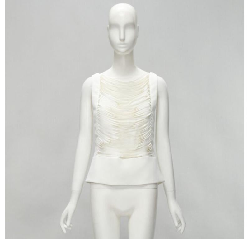 TOM FORD white laser cut fringe polyester vest bandeau set top IT42 S 5