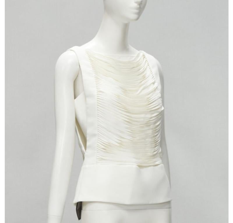 Gray TOM FORD white laser cut fringe polyester vest bandeau set top IT42 S