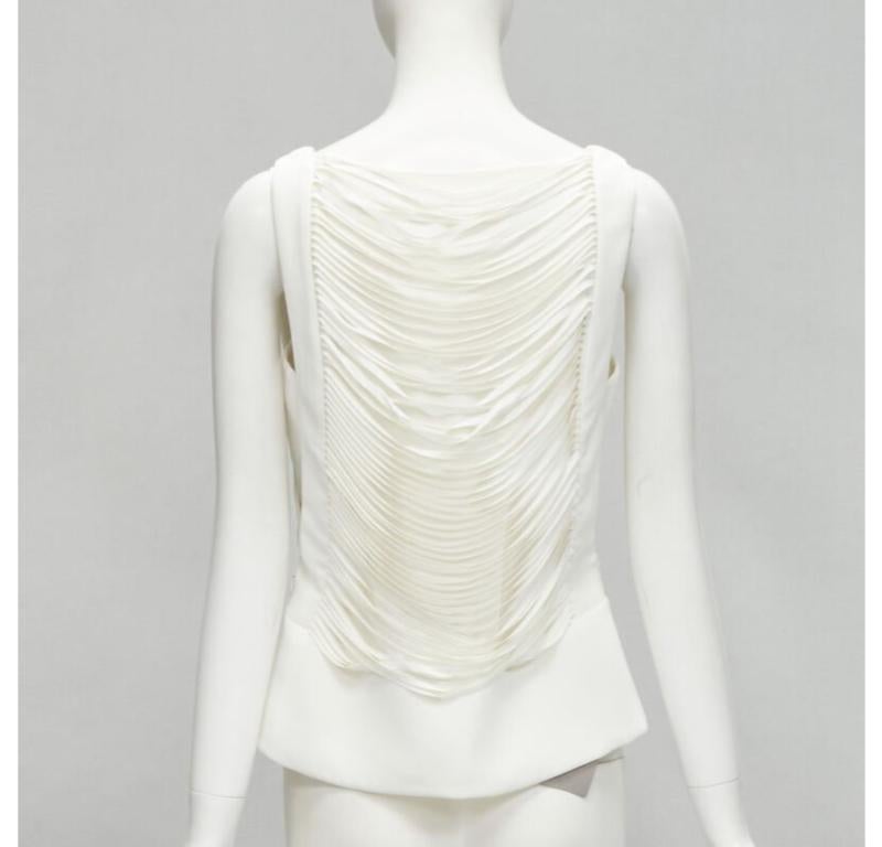 Women's TOM FORD white laser cut fringe polyester vest bandeau set top IT42 S