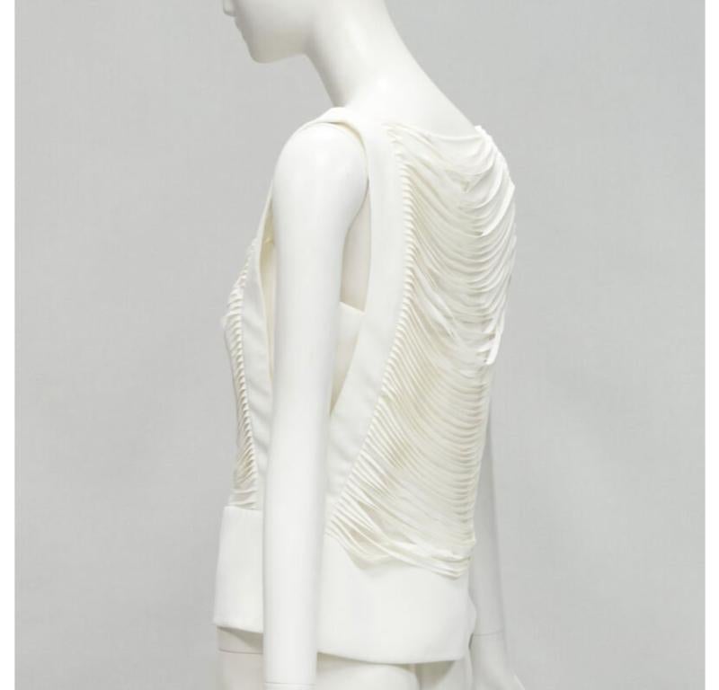 TOM FORD white laser cut fringe polyester vest bandeau set top IT42 S 1
