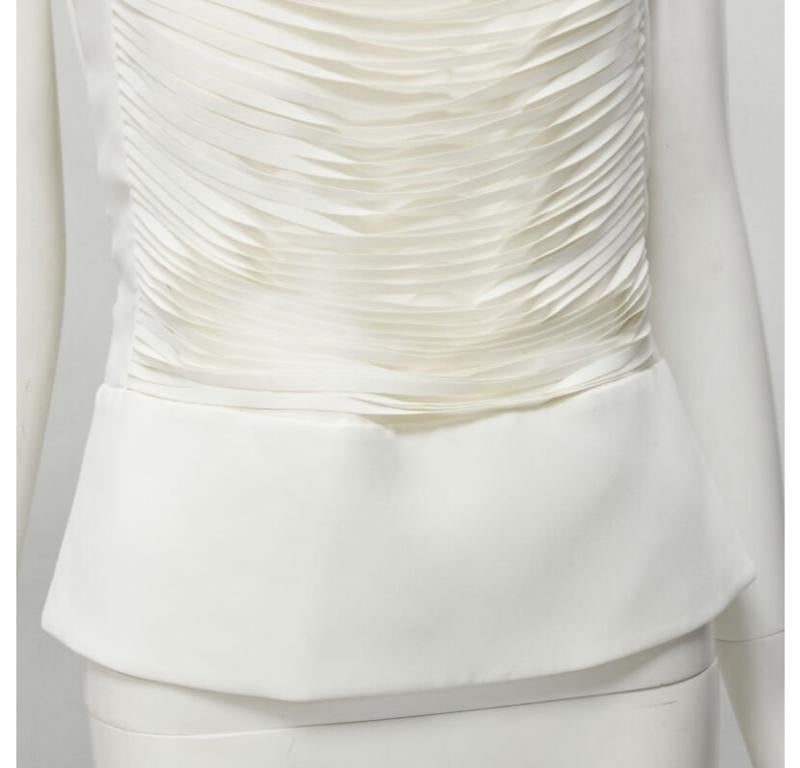 TOM FORD white laser cut fringe polyester vest bandeau set top IT42 S 2