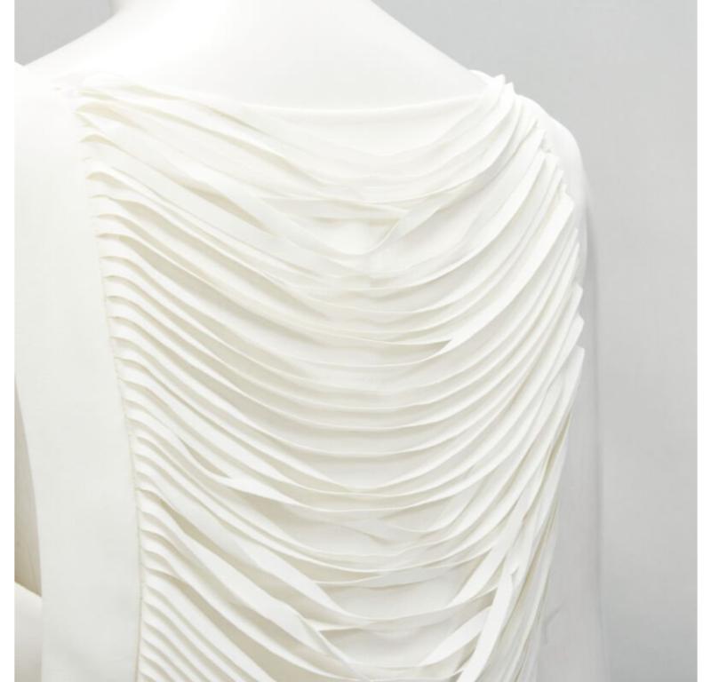 TOM FORD white laser cut fringe polyester vest bandeau set top IT42 S 3