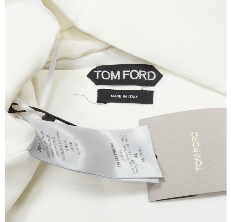 TOM FORD white laser cut fringe polyester vest bandeau set top IT42 S 4