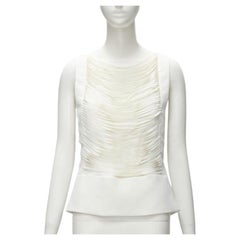 TOM FORD white laser cut fringe polyester vest bandeau set top IT42 S