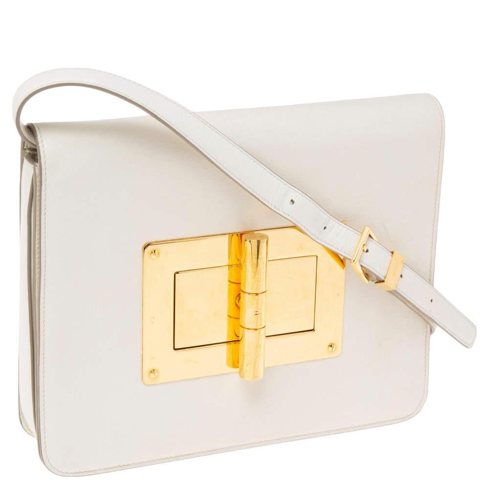 Women's Tom Ford White Leather Large Natalia Shoulder Bag
