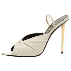 Tom Ford White Leather Open Toe Slingback Sandals Size 38.5