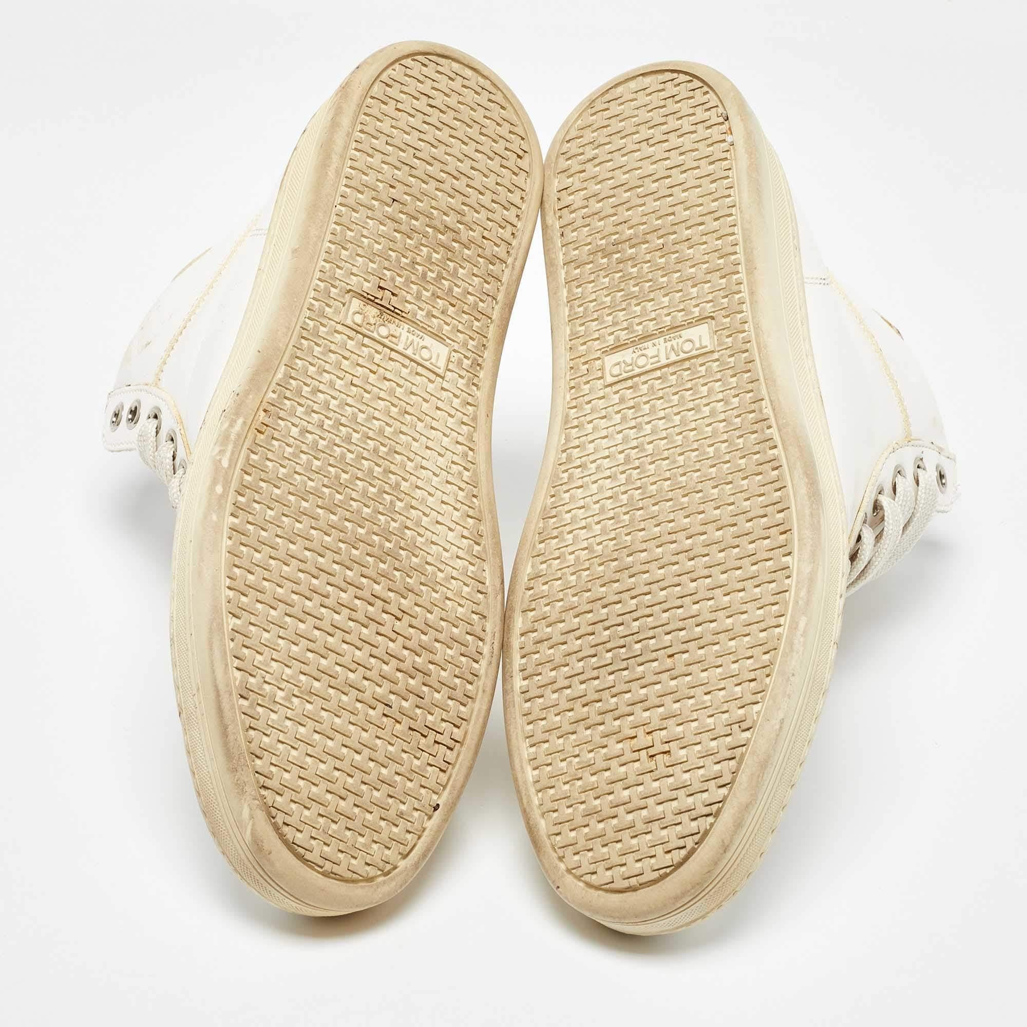 Tom Ford Weiß Leder Russell High Top Turnschuhe Größe 37 im Angebot 2