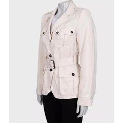 Tom Ford White Single-Breasted Jacket with Belt – Size FR40 / L