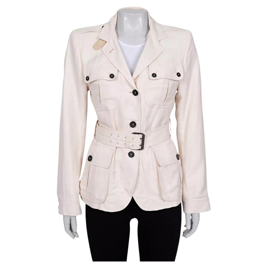 Tom Ford White Single-Breasted Jacket with Belt – Size FR40 / L For Sale