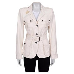 Tom Ford White Single-Breasted Jacket with Belt – Size FR40 / L
