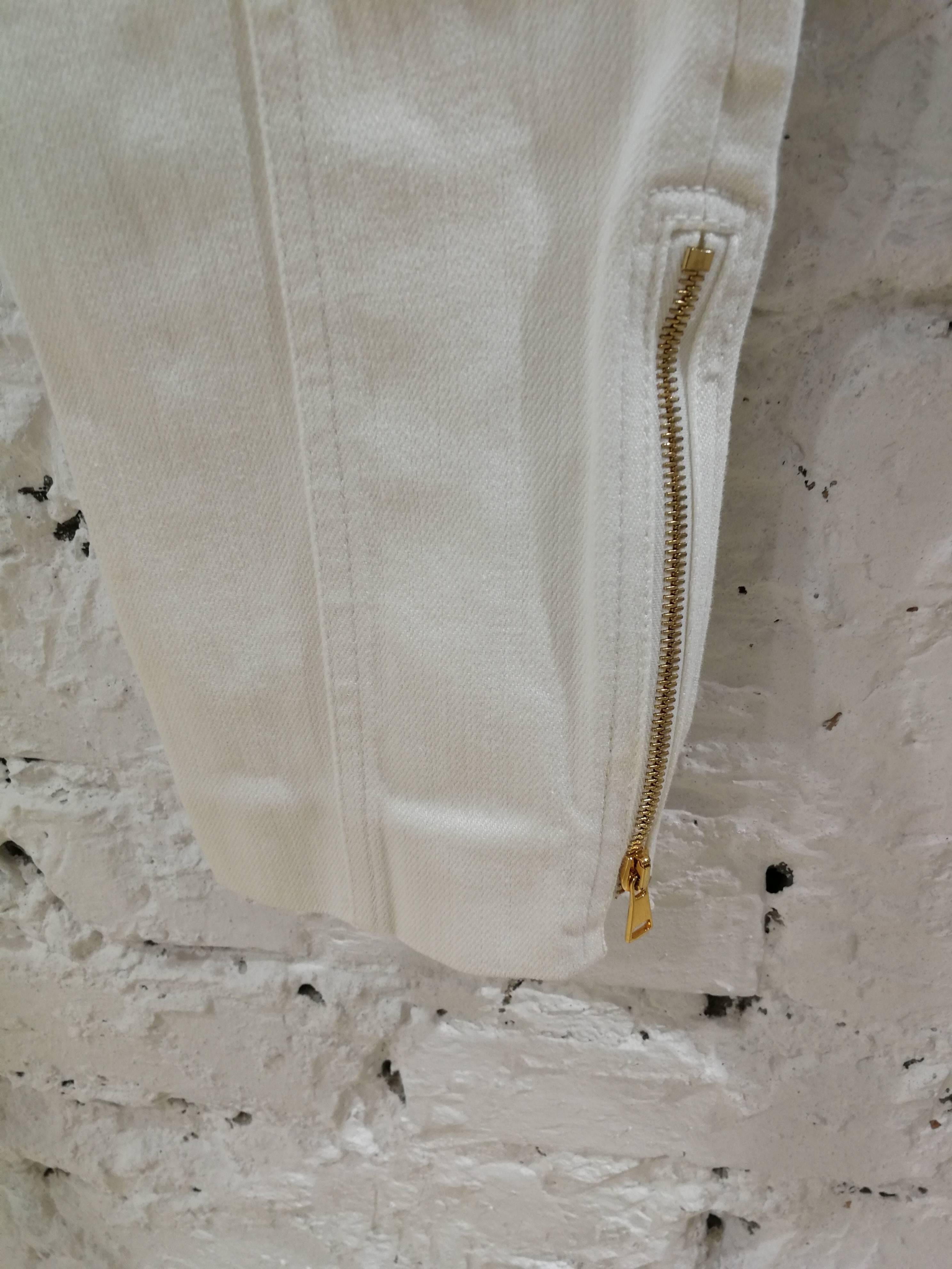 Women's Tom Ford white trousers with gold tone studs For Sale