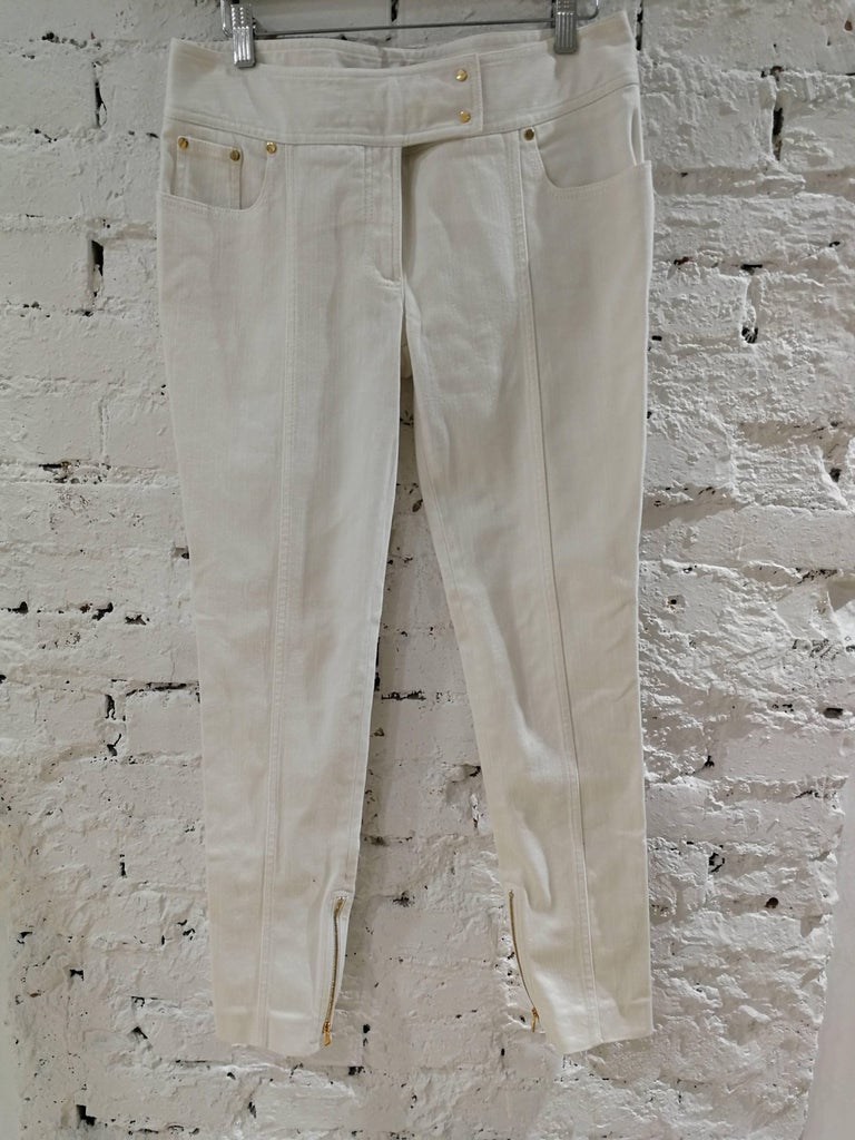 Tom Ford white trousers with gold tone studs For Sale at 1stDibs