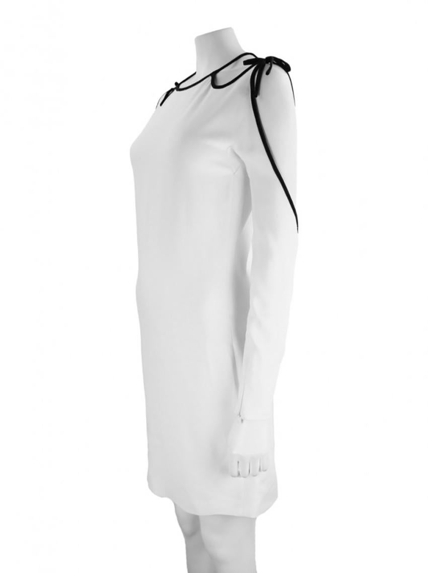 Gray TOM FORD WHITE VISCOSE DRESS w/COTOUTS and BLACK TRIM size 38 - 2