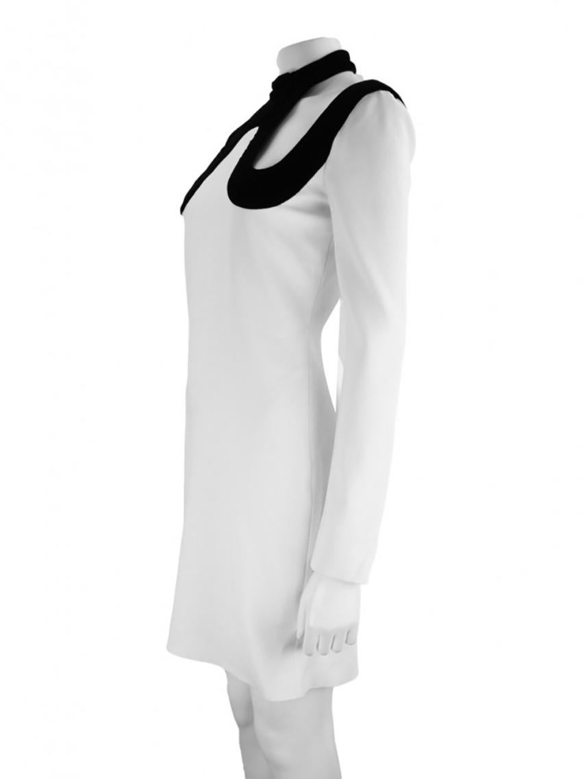 white dress with black trim