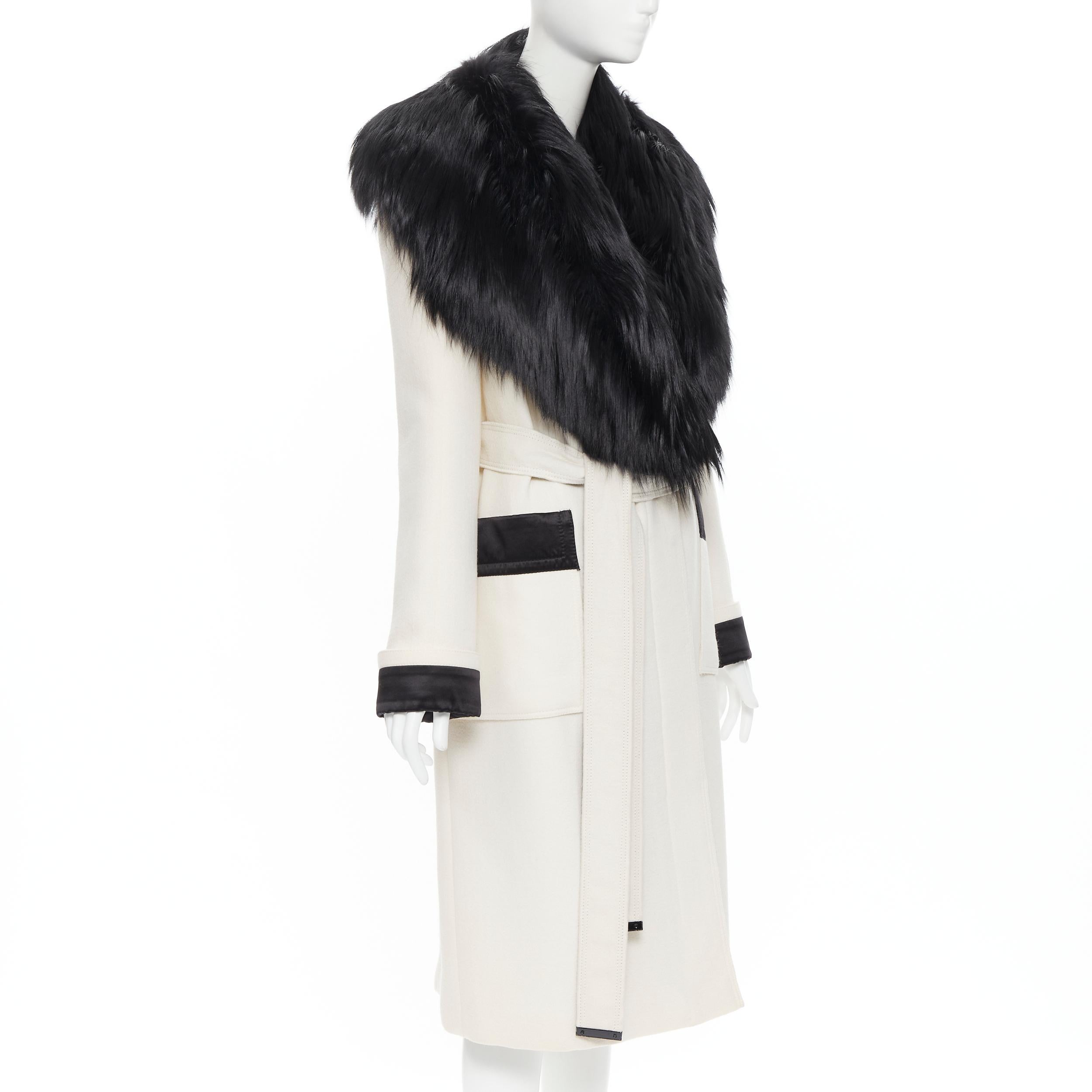 white wool coat with fur collar