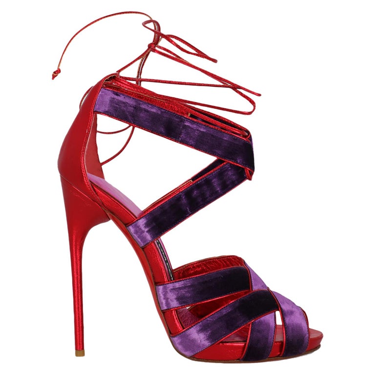 Tom Ford Women Sandals Purple, Red Leather EU 40 For Sale at 1stDibs