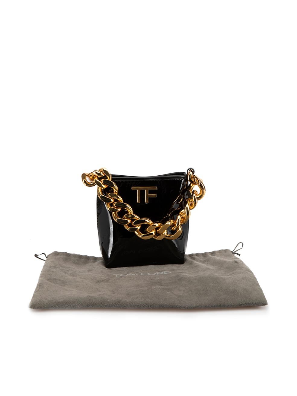 Tom Ford Women's Black Patent Leather TF Maxi Chain Bag 3