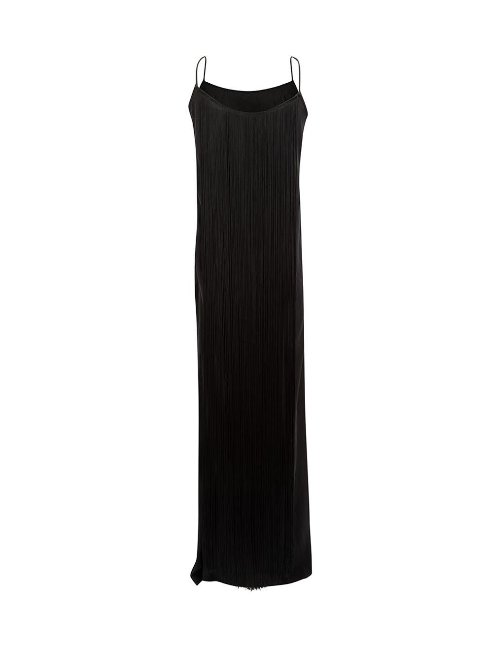 Tom Ford - Robe longue à franges en soie noire pour femme Bon état - En vente à London, GB