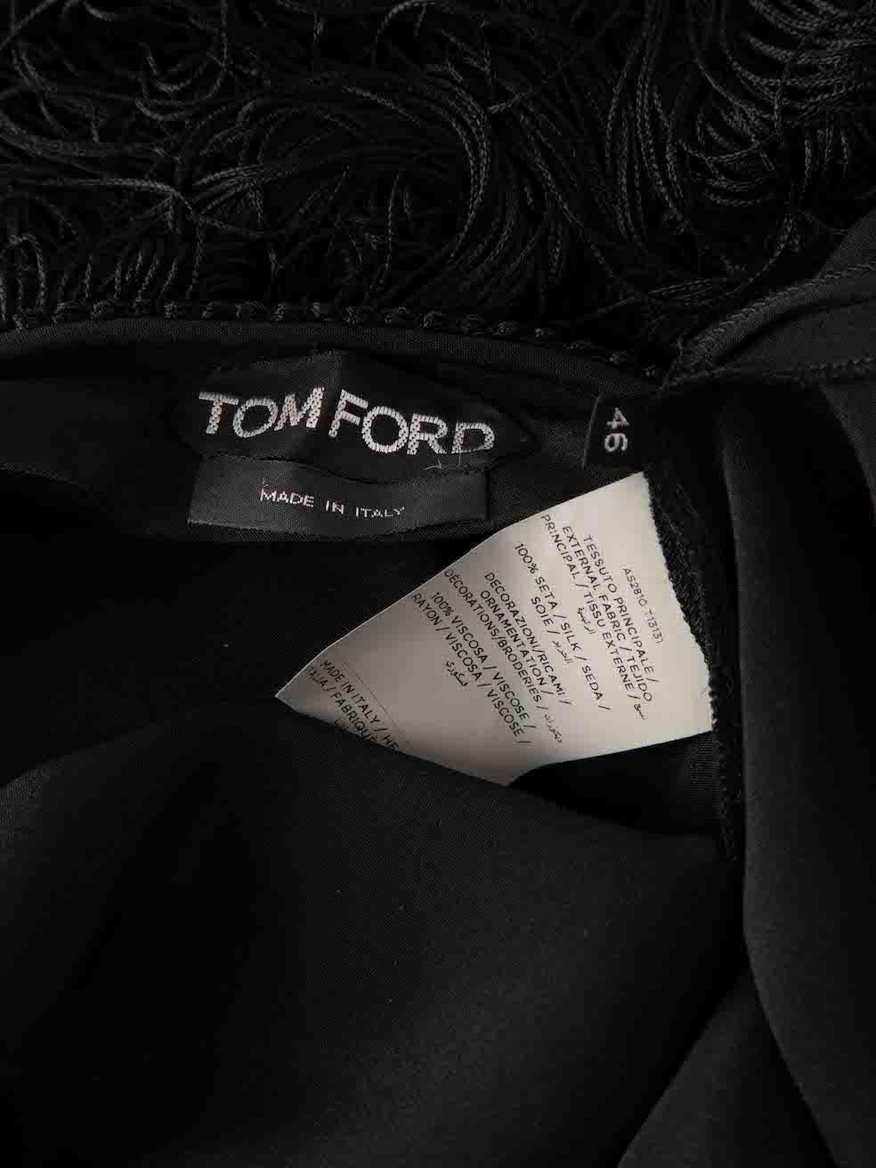 Tom Ford Women's Black Silk Fringed Maxi Dress In Good Condition For Sale In London, GB