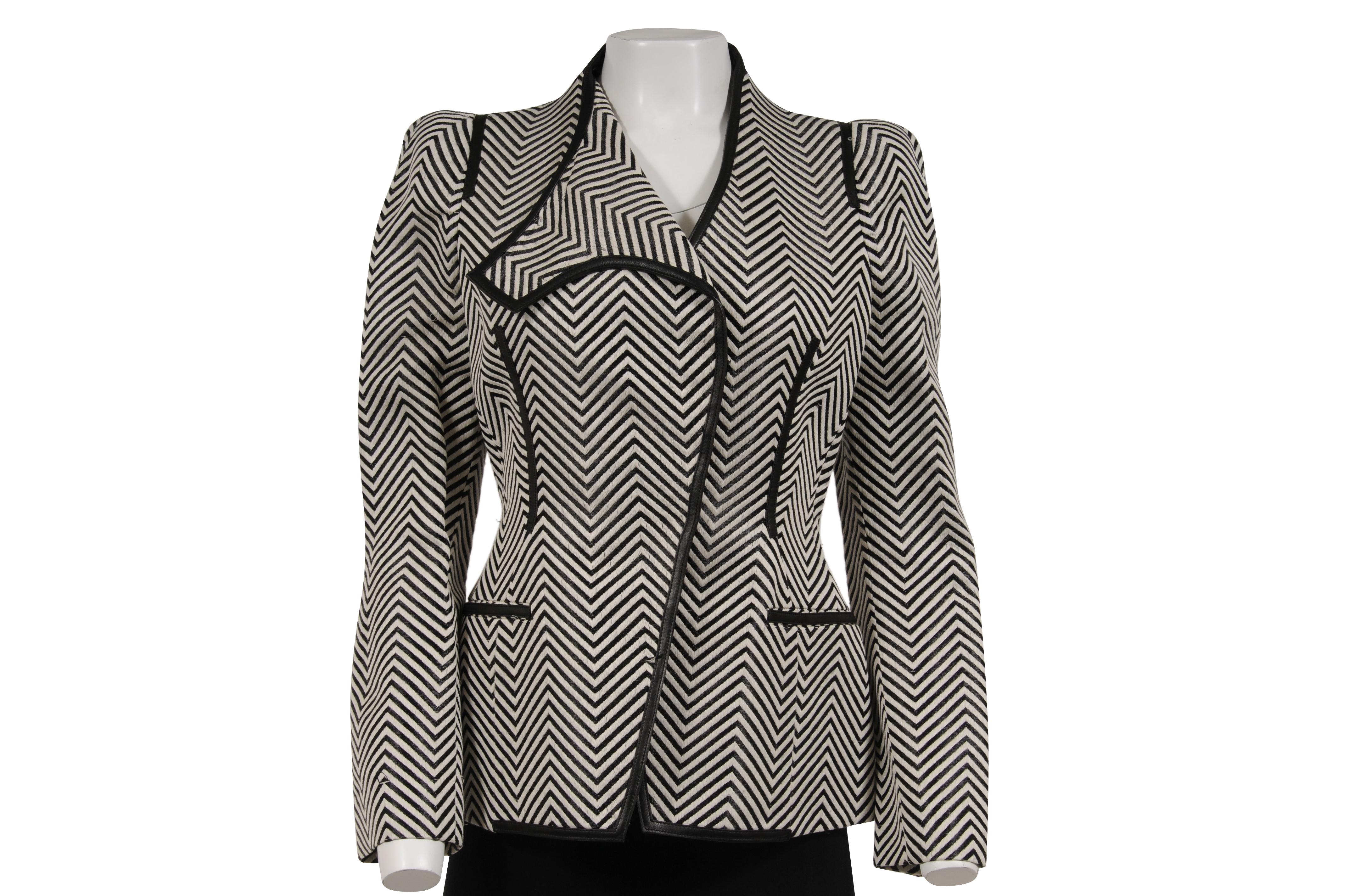 Tom Ford Donna Giacca a spina di pesce IT 42 Nero Bianco Nylon Cotone Miscela Coates in vendita 10