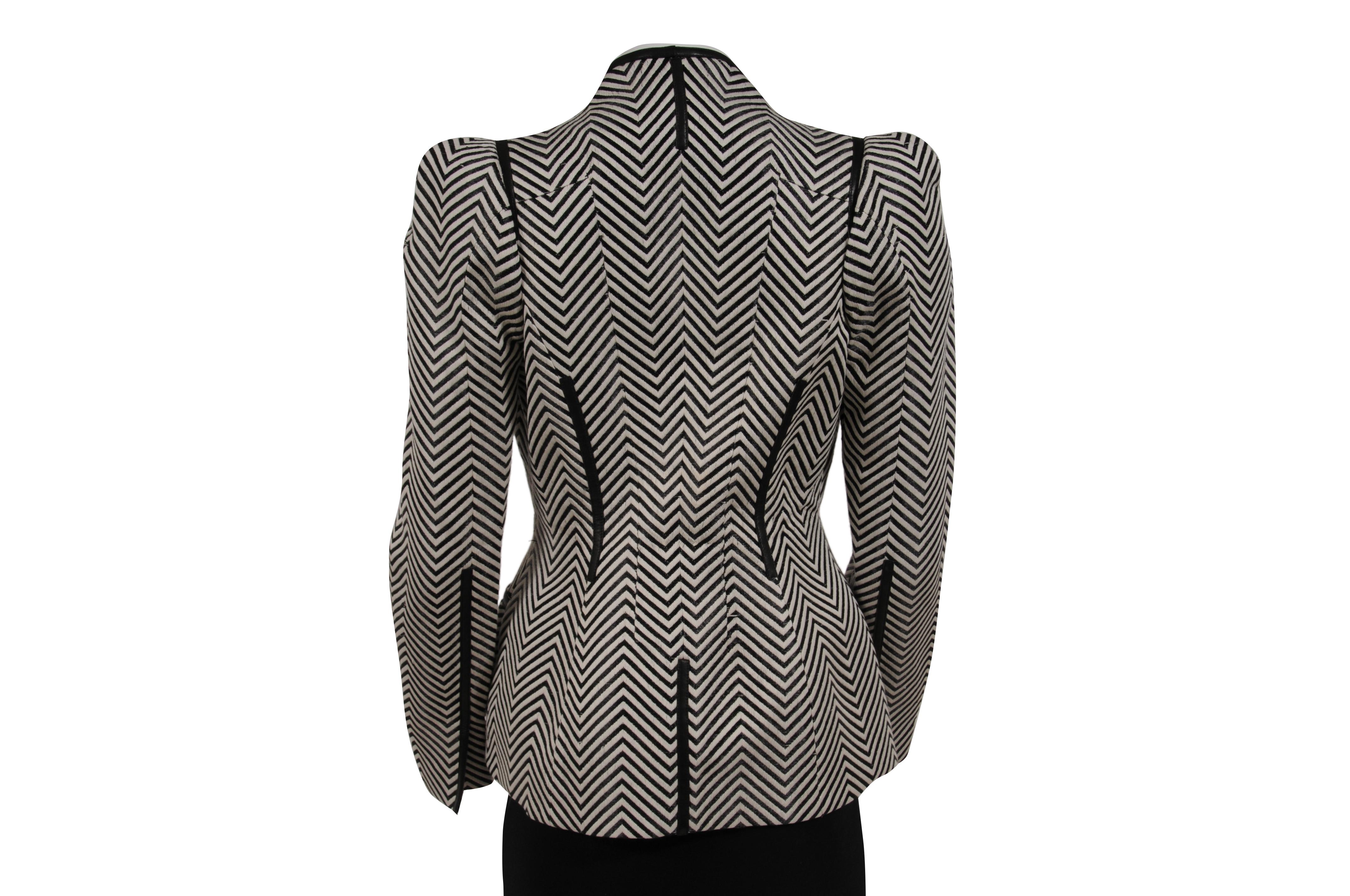 Tom Ford Donna Giacca a spina di pesce IT 42 Nero Bianco Nylon Cotone Miscela Coates in vendita 12