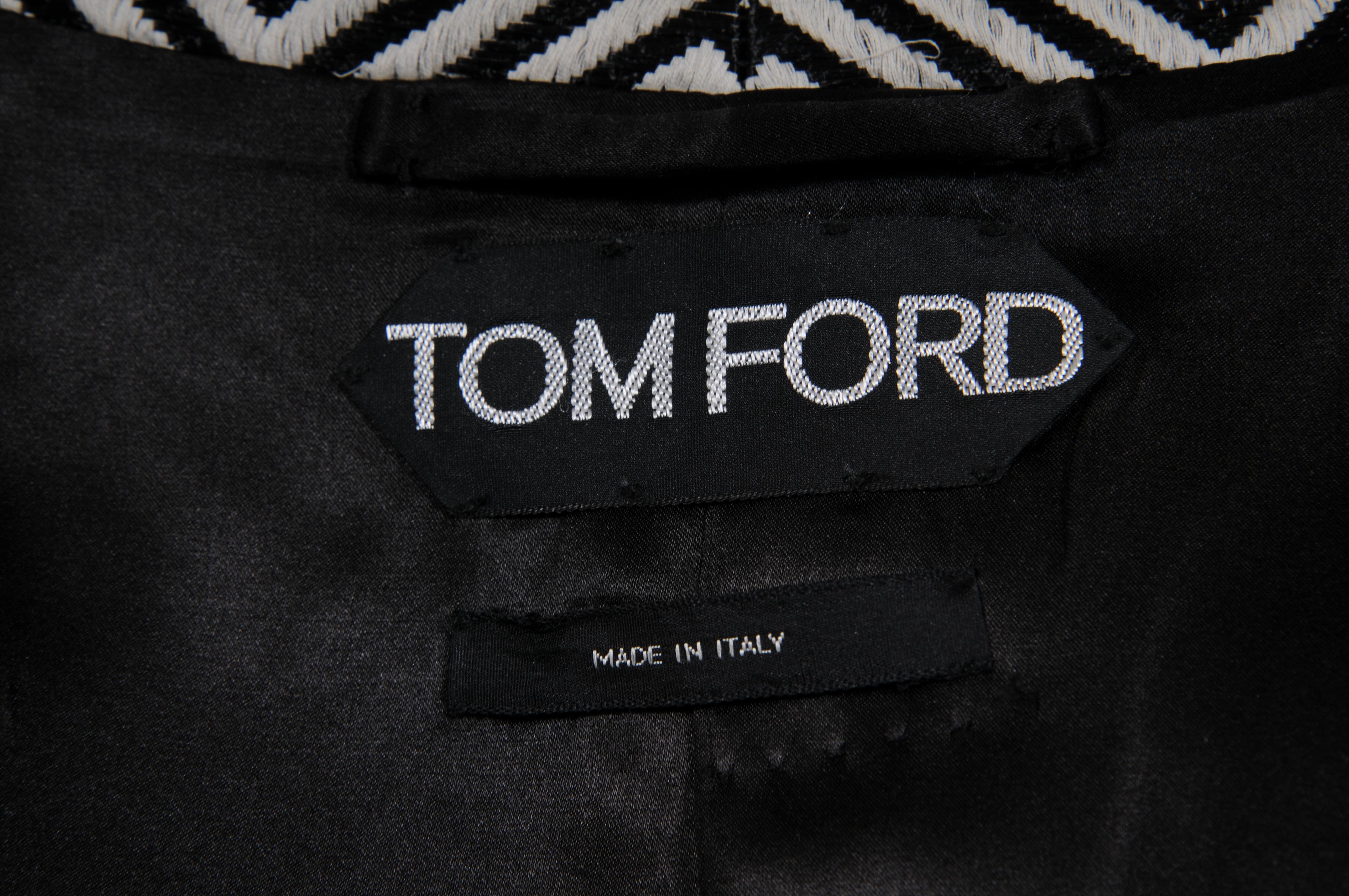 Tom Ford Donna Giacca a spina di pesce IT 42 Nero Bianco Nylon Cotone Miscela Coates in vendita 1