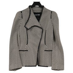 Tom Ford Donna Giacca a spina di pesce IT 42 Nero Bianco Nylon Cotone Miscela Coates