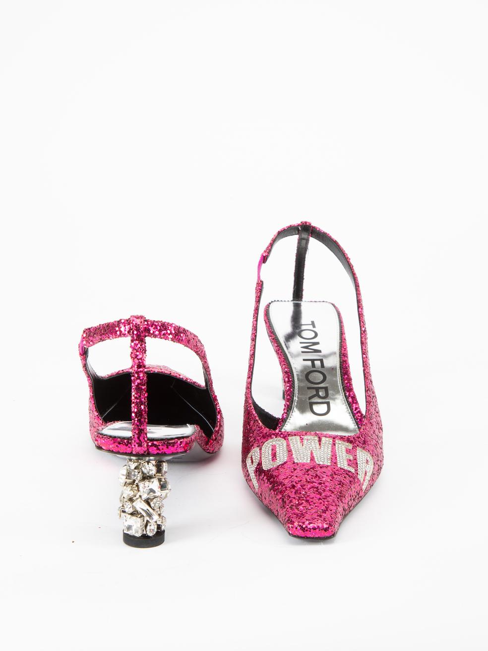 Tom Ford Women's Pink Glitter Pussy Power Heels In New Condition In London, GB