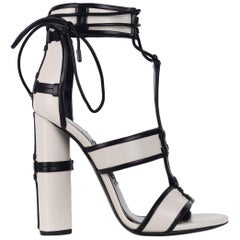 Used Tom Ford Womens White Paneled Leather Patchwork Sandals Pumps