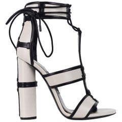 Used Tom Ford Womens White Paneled Leather Patchwork Sandals Pumps