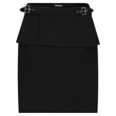 Tom Ford Wool Blend Pencil Skirt With Detachable Peplum Waistband