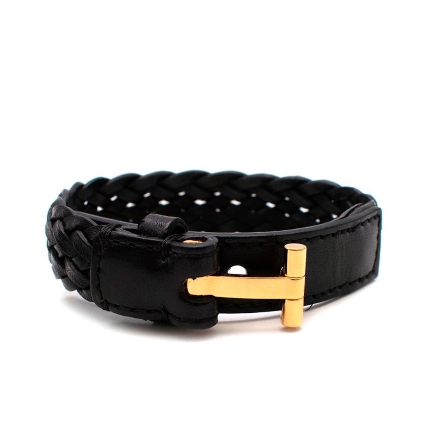 Tom Ford Woven Leather and Gold T Logo Bracelet For Sale at 1stDibs