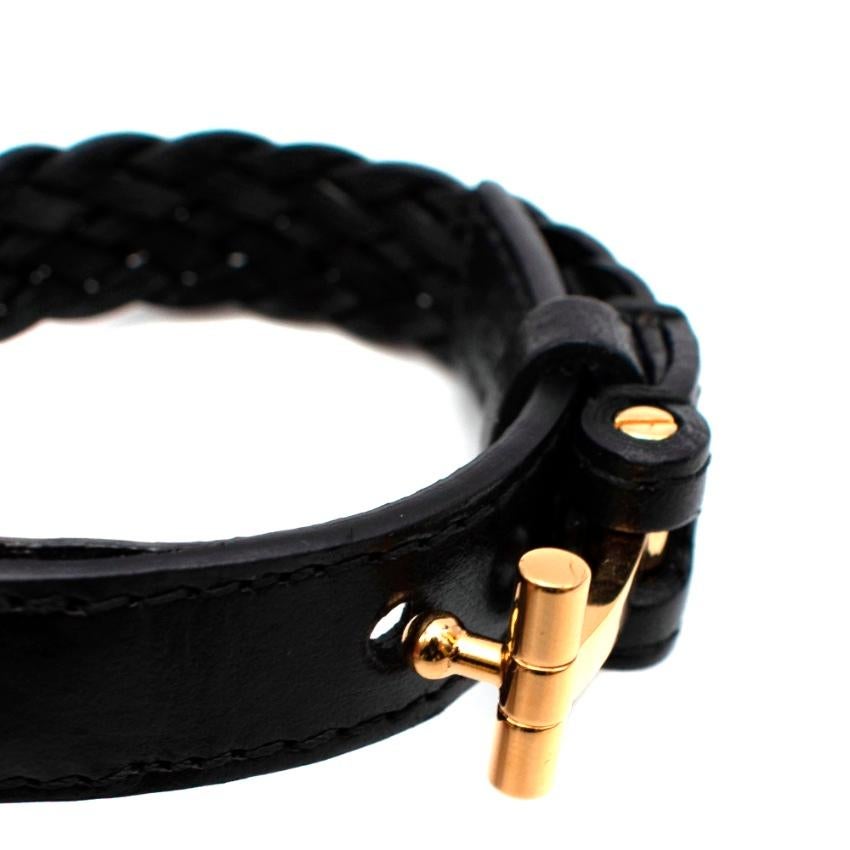 Tom Ford Woven Leather and Gold T Logo Bracelet In New Condition For Sale In London, GB