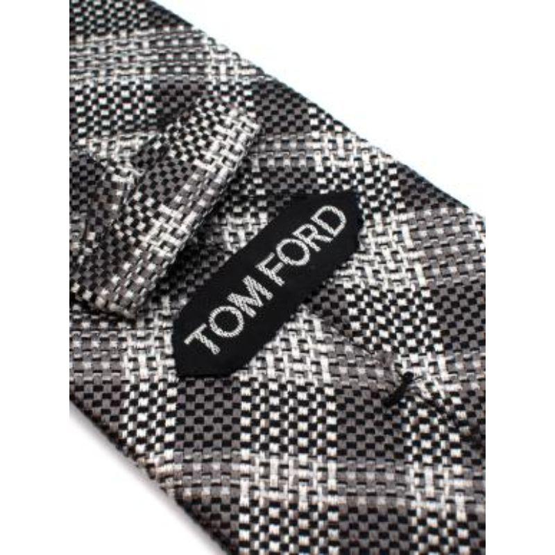 Tom Ford Woven Silk Grey & Silver Tie For Sale 3