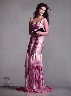 Tom Ford x Gucci Final Collection FW 2004 Archival Pink Silk Fringe Gown It 40