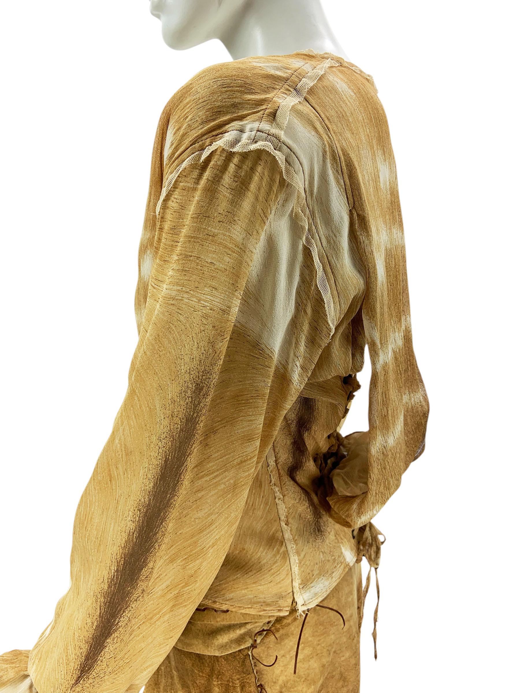 Tom Ford x Yves Saint Laurent SS 2002 *Safari* Suede Skirt Silk Top ...