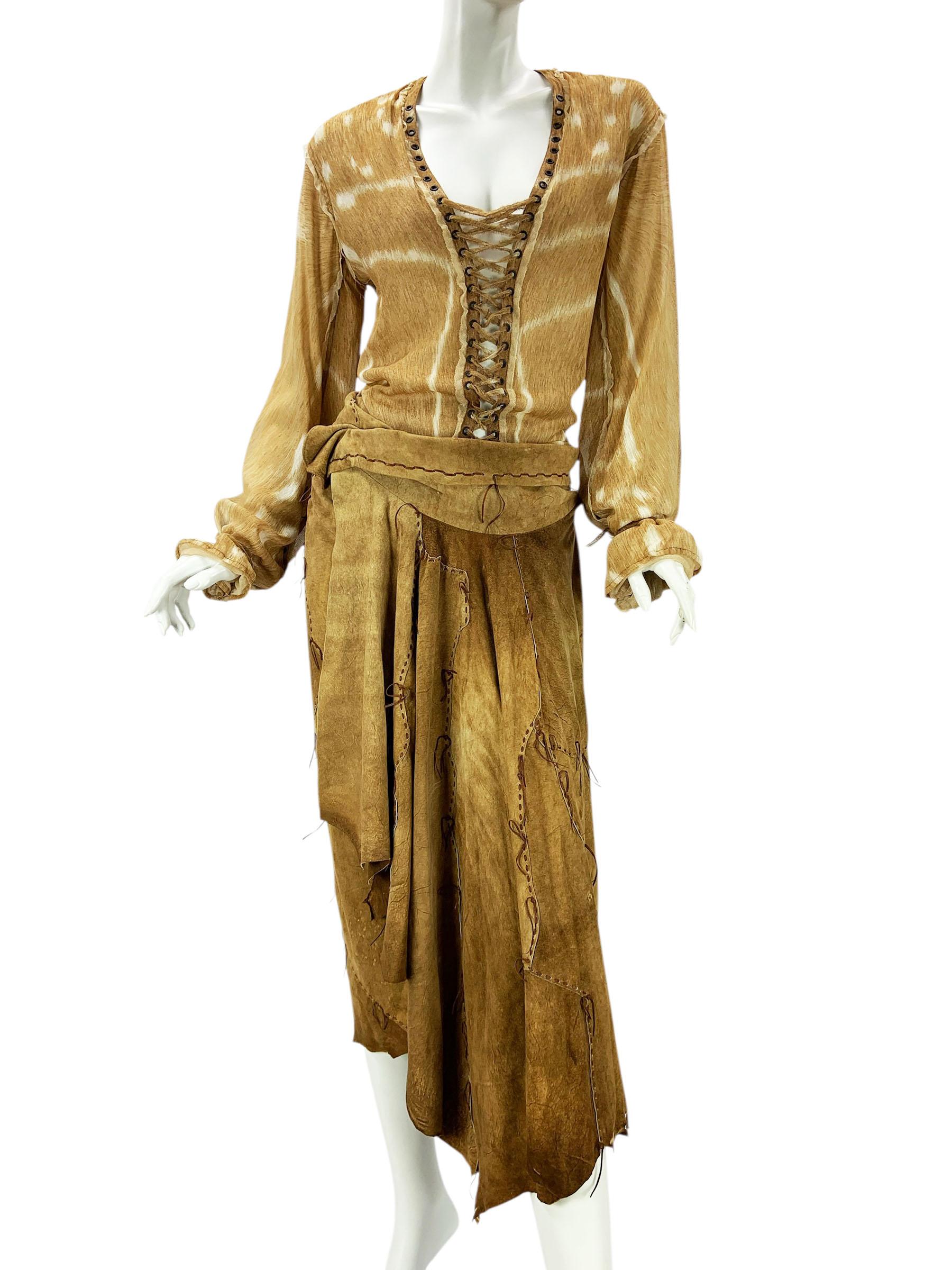 Tom Ford x Yves Saint Laurent SS 2002 *Safari* Suede Skirt Silk