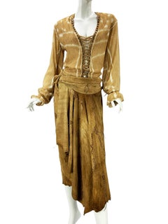 Tom Ford x Yves Saint Laurent SS 2002 *Safari* Suede Skirt Silk Top Suit 40 US 8