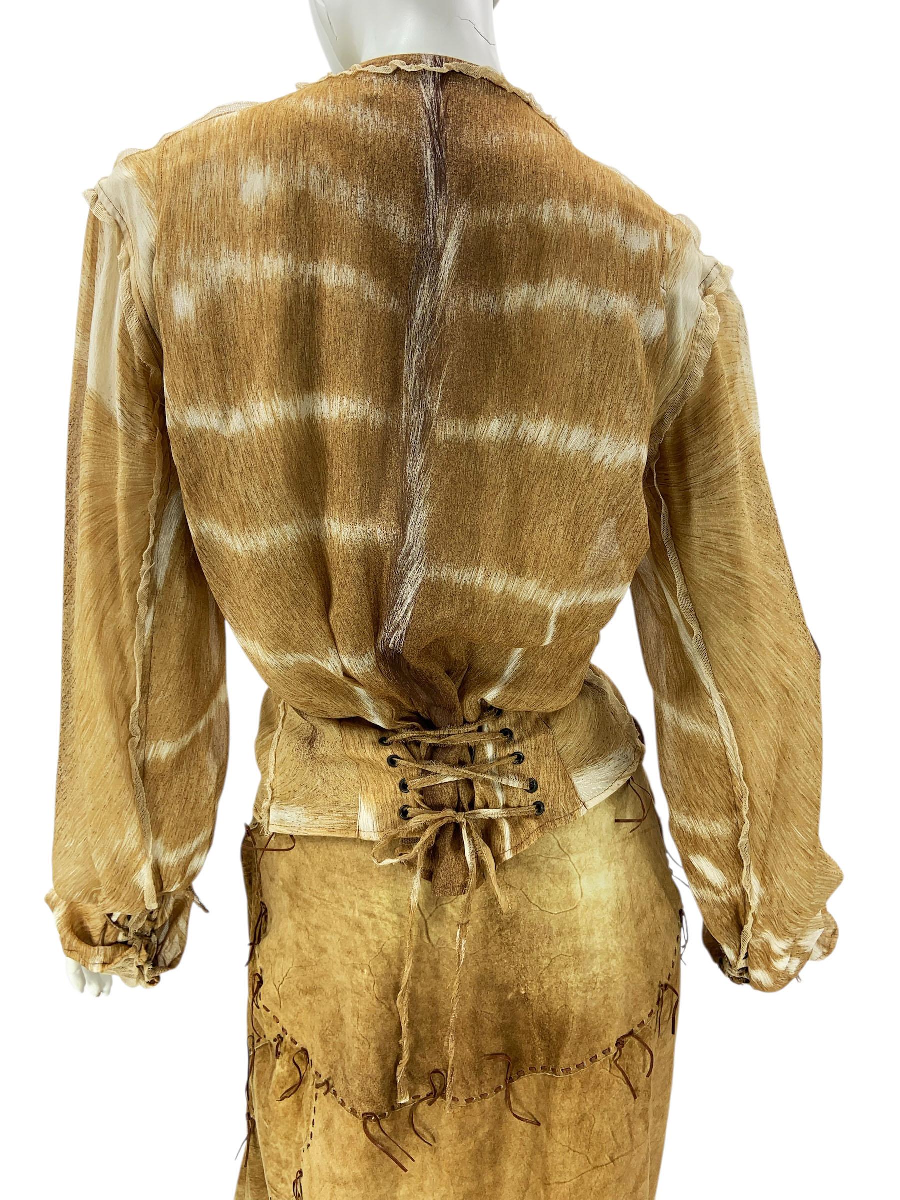 Tom Ford x Yves Saint Laurent SS 2002 *Safari* Suede Skirt Silk Top ...