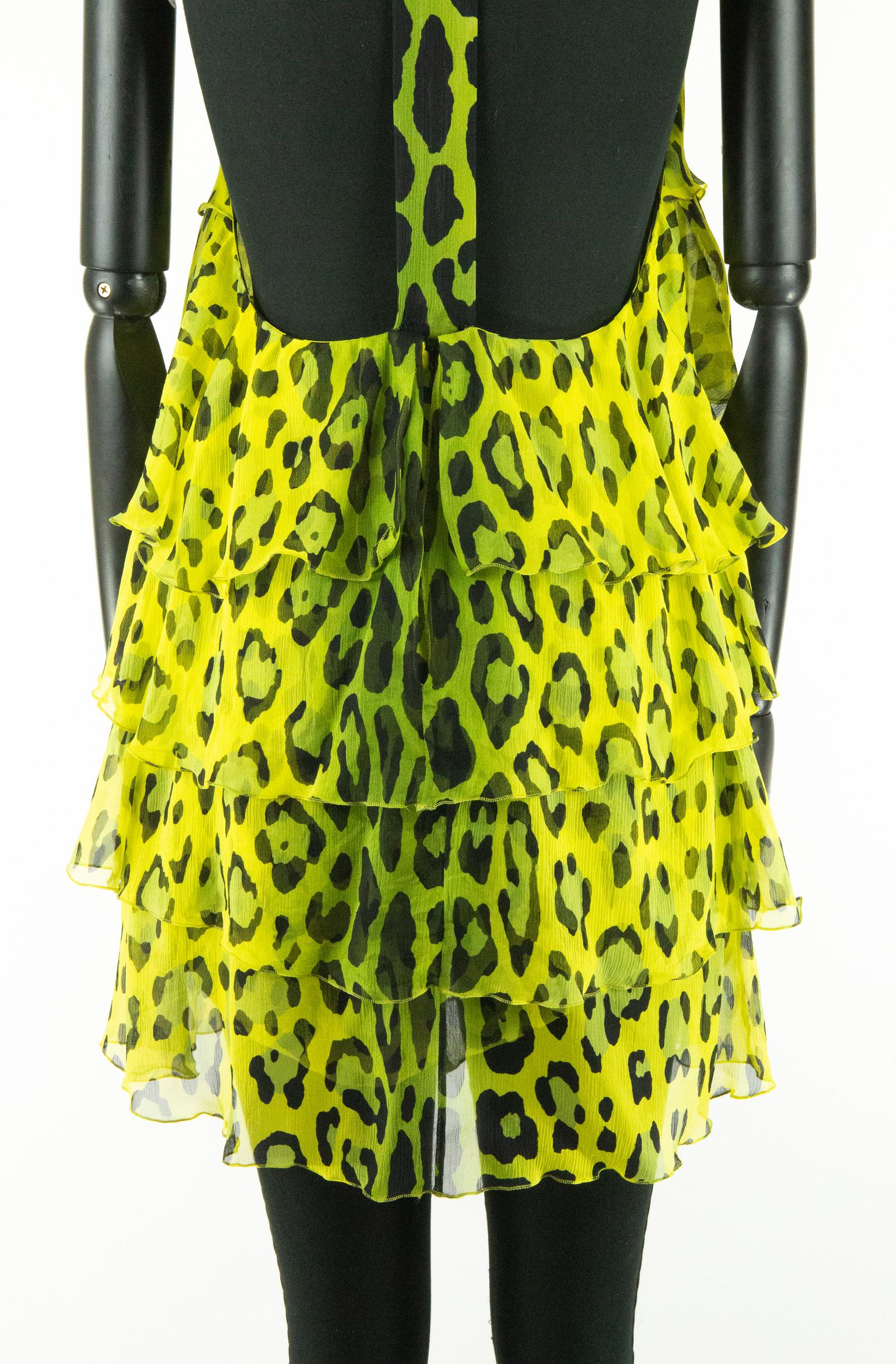 Marrone Tom Ford Vestito con stampa leopardo giallo e verde in vendita