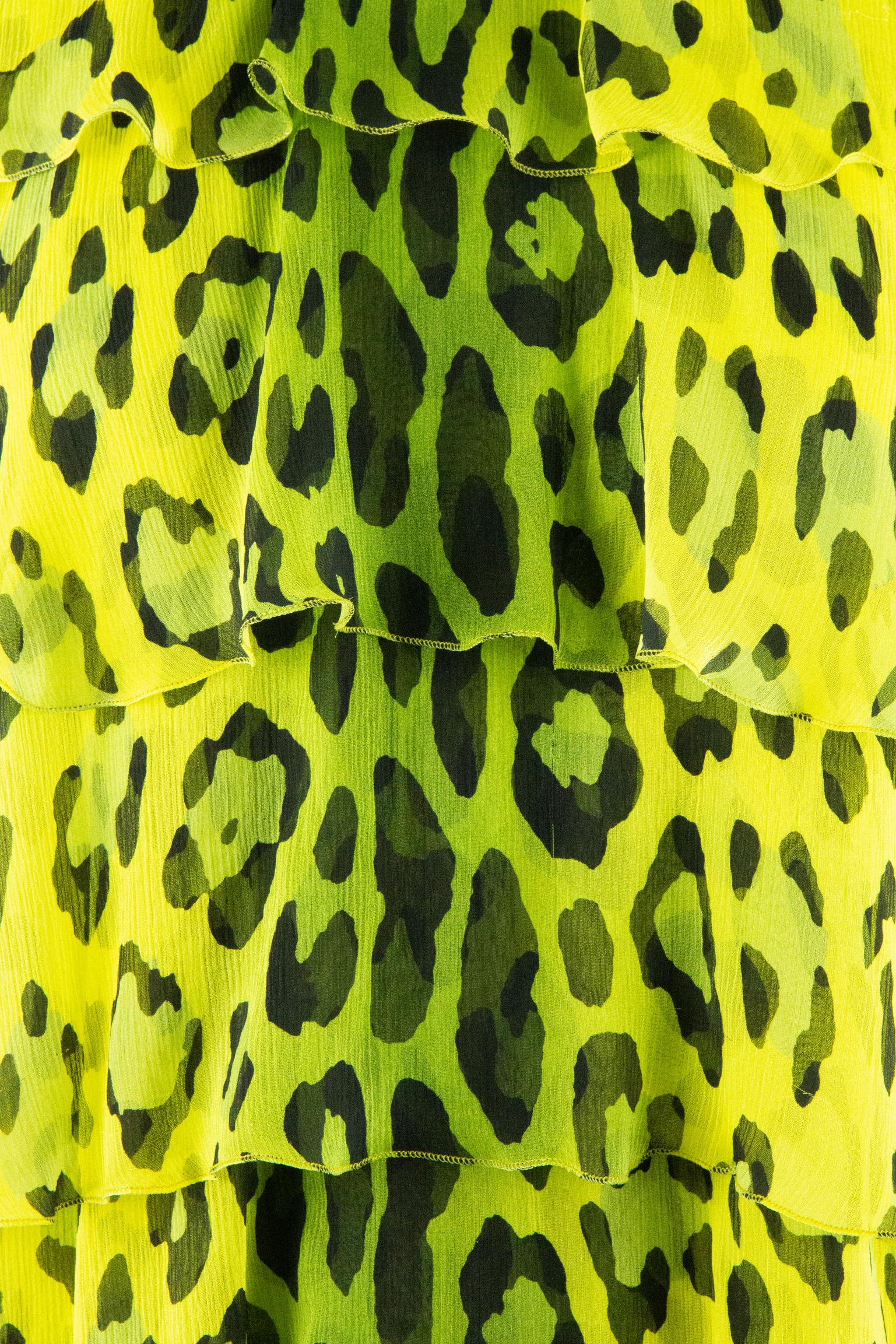Donna Tom Ford Vestito con stampa leopardo giallo e verde in vendita
