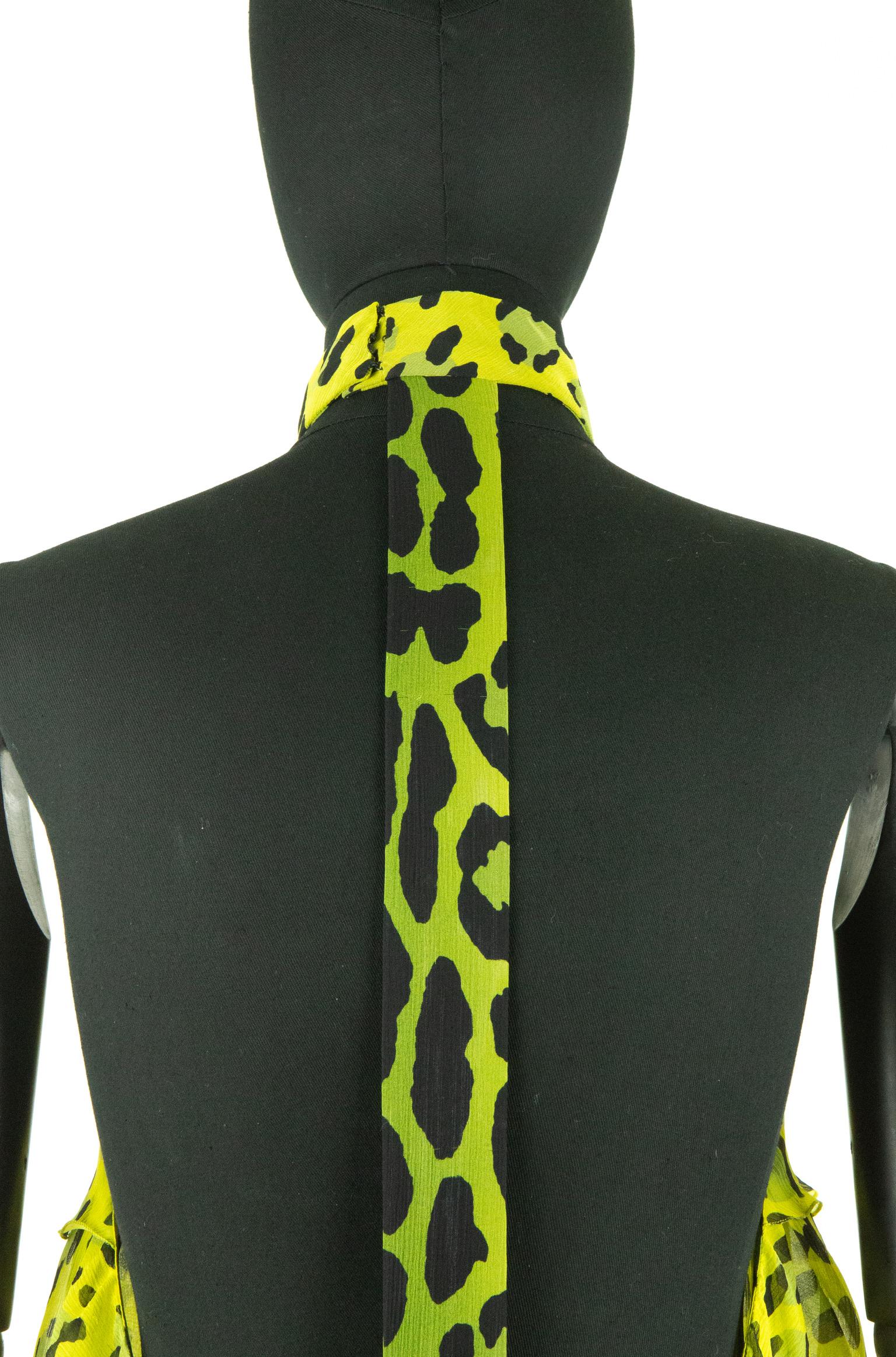 Tom Ford Vestito con stampa leopardo giallo e verde in vendita 3