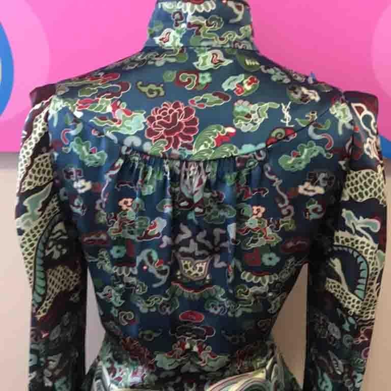 Tom Ford Yves Saint Laurent Chinese Dragon Dress In Good Condition For Sale In Los Angeles, CA