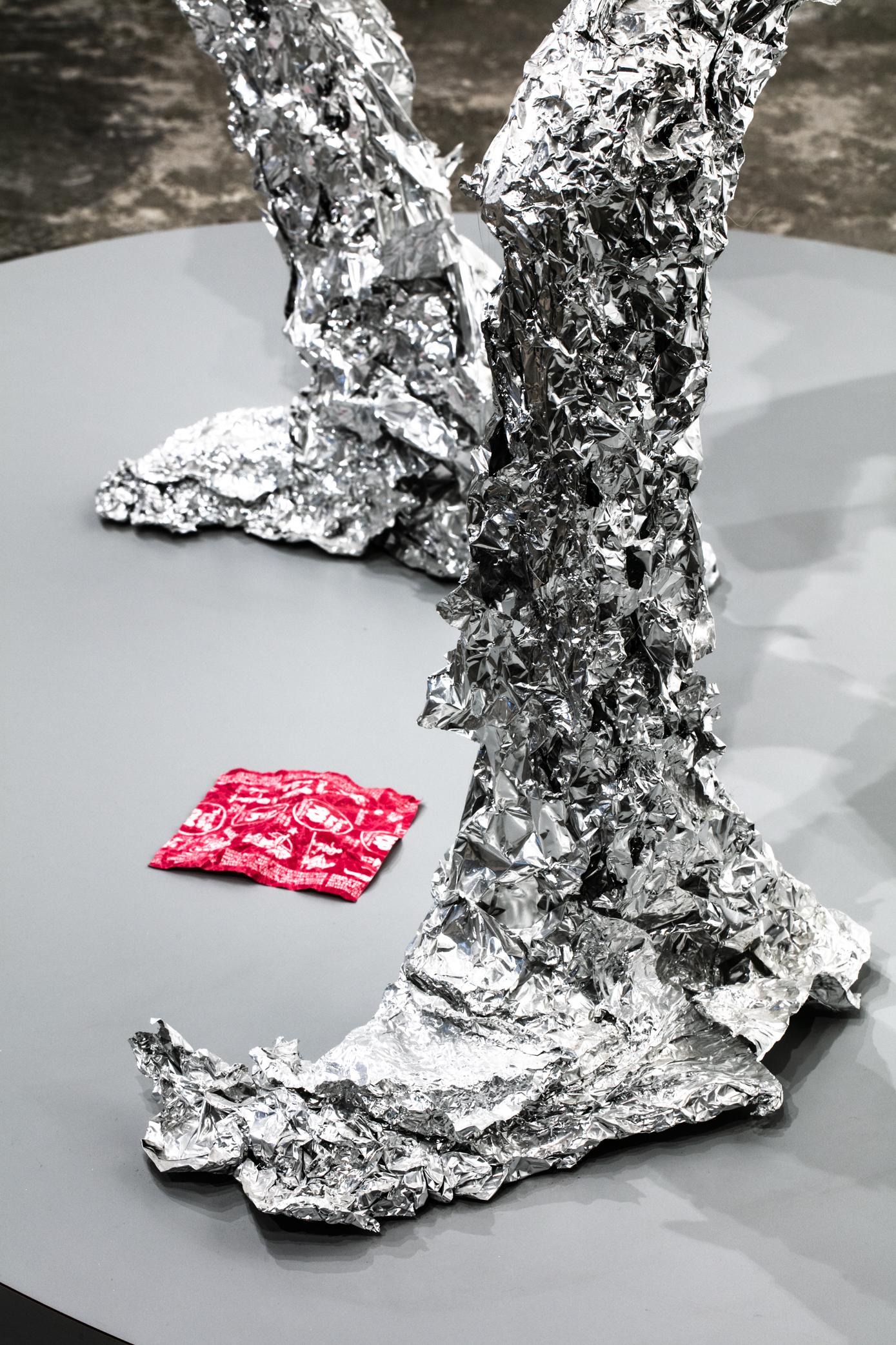 Tom Friedman
Untitled, 2004
Wood, aluminum foil, lollipop and tootsie pop wrapper
67.5 x 61 x 48.75 inches