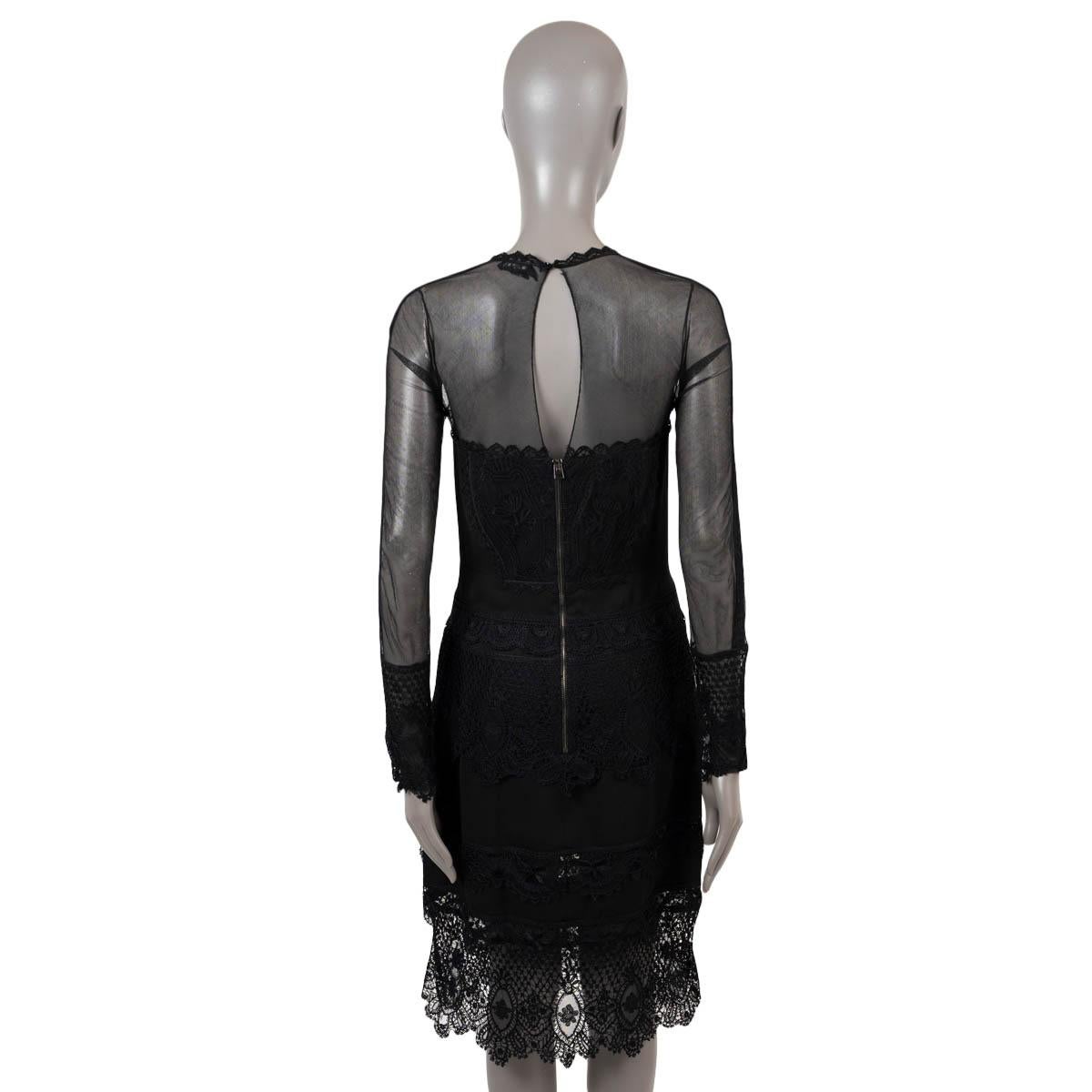 TOM FROD black cotton 2011 Lace & Mesh Dress 42 M In Excellent Condition For Sale In Zürich, CH